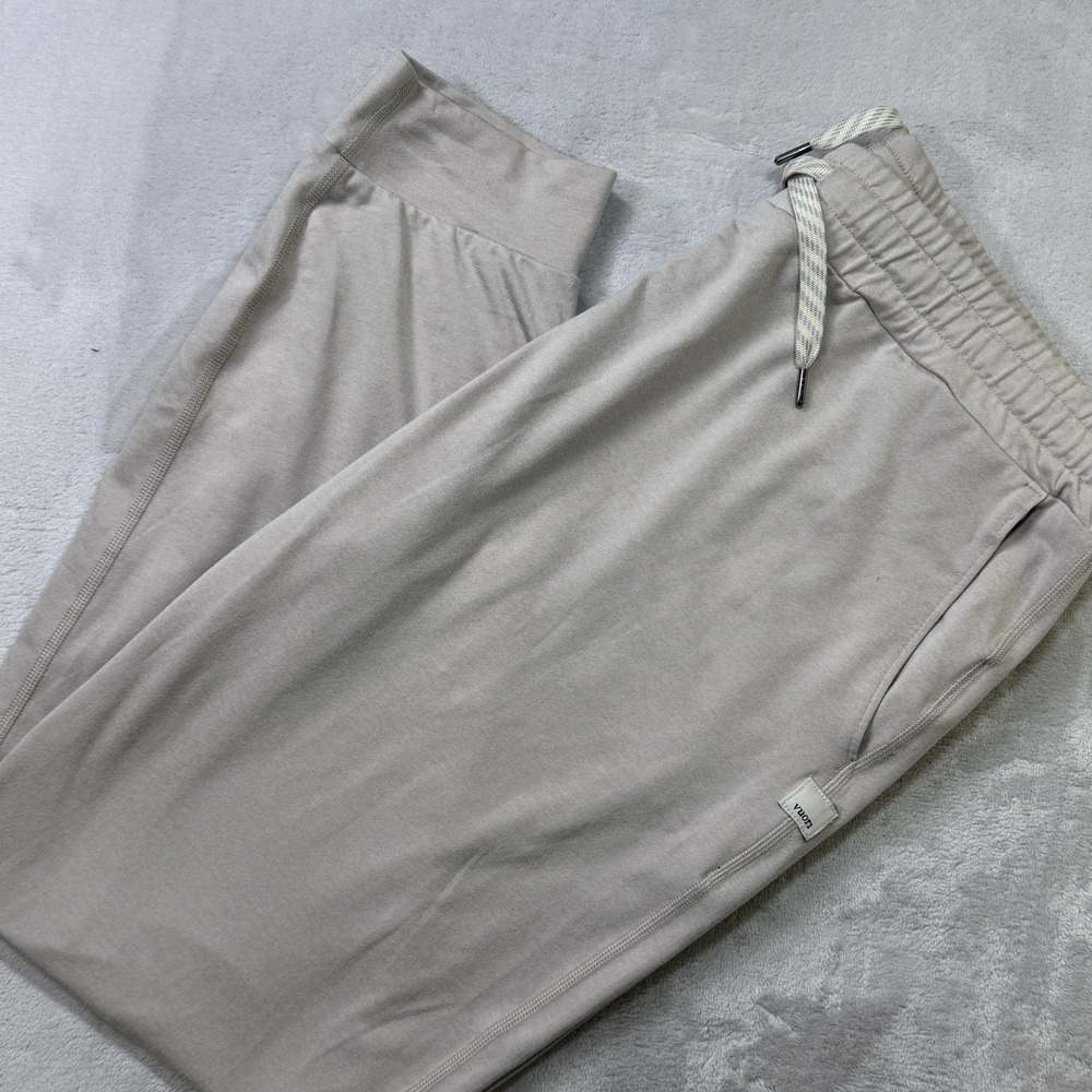 Vuori Performance Joggers Women L Ecru Heather Stretch Athletic Lounge Pants
